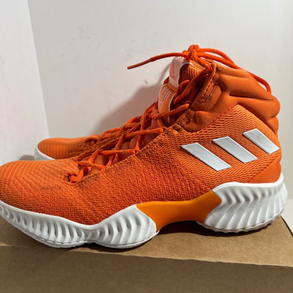 Adidas Mens Basketball Shoes Sz 9 Orange White High Top AH2659 Pro Bounce